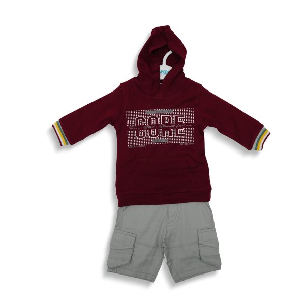 Xavi Shirt & Short Set-Hoodie Meroon